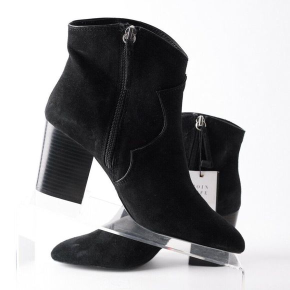 Zara Womens Black Leather Cowboy Ankle Boots 7.5 - Picture 3 of 10